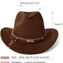 Western Cowboy Hat Wide Brim Outdoor Fedora Hat (Coffee)