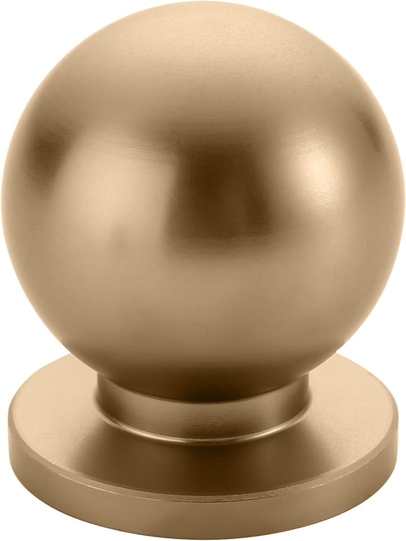 Alzassbg 10 Pack Champagne Bronze Cabinet Knobs, 1 Inch(27mm) Diameter Round Ball Kitchen Knobs for Cabinets and Drawers AL6016BRG