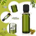Reallnaive 40 Pcs 4 oz Mini Glass Olive Oil Bottles Empty Sauce Condiment Bottles with Dropper Inserts and Sticker Seals Caps for Gifts Kitchen (Olive Pattern,Dark Green)