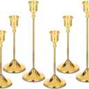 5 Pcs Candlestick Holders Taper Candle Holders, Metal Tall Candlestick Holder Golden Candle Stick Holder for Pillar Candles, Candlesticks for Party Fireplace Wedding Dining Table Halloween Decoration