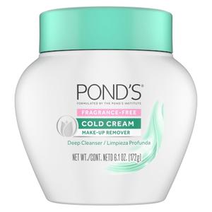 PONDS Cold Cream Cleanser, Fragrance-Free  Moisturizing Makeup Remover & Deep Cleansing Face Cream  Facial Cleanser for Soft, Radiant Skin  Dermatologist Tested, Non-Comedogenic, 6.1 oz