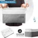 FoldTier 10 Pack Large Collapsible Fabric Storage Baskets with Handles Decorative Storage Bins for Organizing Shelves Toys Clothes(White & Gray,16 x 12 x 10 Inches)