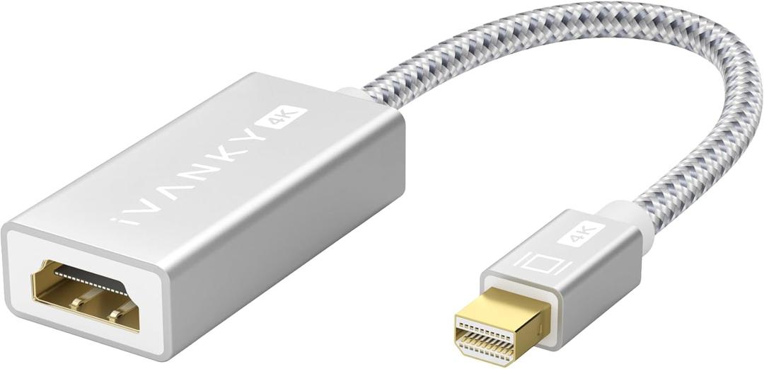 IVANKY 4K@30Hz Mini DisplayPort to HDMI Adapter, Thunderbolt 1&2 to HDMI, Mini DP to HDMI Adapter for MacBook Air/Pro, Surface Pro/Dock/Book, Monitor, Projector - Silver