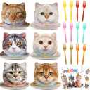 96Pcs Cat Birthday Party Plates and Napkins Decorations Cute Kitten Party Supplies Cat Shaped Paper Dessert Plates Kitten Themed Tableware Set for Cats Themed Birthday Baby Shower Decorations