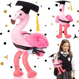 Lenwen Graduation Flamingo Plush Stuffed Animal Pink Toy for Kids Stuffed Flamingo with Graduation Cap Diploma Sash for Class of 2025 Congrats Grad Party Gift Decor