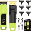 Beard Trimmer for Men, Rechargeable Cordless Hair Clipper with LED Display & Hangable Design, 180min Runtime, 6 Combs, Type-C Charging for Face, Neck, Groin & Manscaping, Ideal Gift