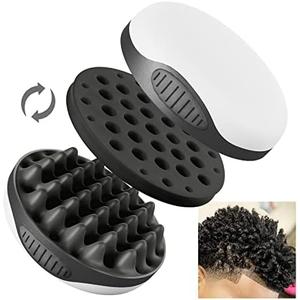 WTTORDE Silicone Twist Curl Hair Brush for Afro Waves, Detachable Two-Sided Wave Tool With Big and Small Holes for Men, Women, Short Hair, Black, 1 Pcs