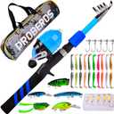 PROBEROS Kids Fishing Pole - Portable Telescopic Fishing Rod and Reel Combo Kit - Spincast Fishing Reel Casting Rods with Lures Lines Tackle Box and Bag for Boys Girls Youth Fishing (1.8M/5.9Ft)