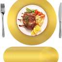 SHACOS 50Pcs Round Gold Placemats, Paper Place Mats Disposable for Dining Table, Charger Plates Table Mat for Christmas Dinner Party Wedding Birthday Banquet Table Setting Decor, 13" Gold