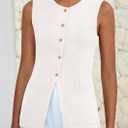 PRETTYGARDEN Blazer Vest Tops for Women Sleeveless Button Down Business Casual Outfits Work Suit Vests Waistcoat (White, S)