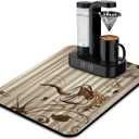 Coffee Bar Mat Accessories for Countertop - Super Absorbent Anti-Slip Silicone Flower Dish Drying Mats for Kitchen Counter - Draining Pad Decor Gift Fit Maker Pot Espresso Machine 24inx18in