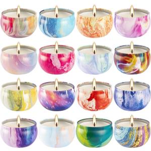 YOROXRG 16 Pack Scented Candles Gift Set - 2.5oz Strong Fragrance Natural Soy Wax Candles in Portable Travel Tin Jars - Perfect for Home Decoration and Gifting