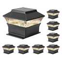 Involux Classic Solar Post Cap Light for The Post of 4x4, 4x6, 25 Lumens 3000K Warm White Filamemt LED, Outdoor Deck Fence Light, Waterproof, Black, 8 Pack