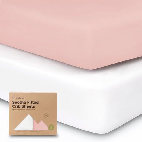 KeaBabies 2-Pack Organic Crib Sheets for Boys, Girls - 52x28 Fitted Crib Mattress Sheet Neutral, Breathable Jersey Cotton Cover for Baby Bed, Toddler Mattress, Soft & Cute Prints (Rose)