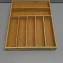 Upassion Bamboo Kitchen DrawerOrganizer, 13 Inch Silverware Organizer with Extra-deep Grooved Divider, 7 Slots Pure Bamboo Wood Caddy for Flatware Cutlery Knives, Forks, Spoons