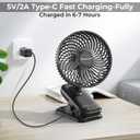 10000mAh Clip On Fan, 42H Run, Quiet & Auto Oscillating Table Fan, Rechargeable 4 Powerful Speeds, Battery Operated Desk Fan for Camping Outdoor Travel RV Home Bedroom Office Co-Branded with AMACOOL