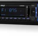 Pyle Marine Bluetooth Stereo Radio - 12v Single DIN Style Boat In dash Radio Receiver System with Built-in Mic, Digital LCD, RCA, MP3, USB, SD, AM FM Radio - Remote Control - PLMRB29B (Black)
