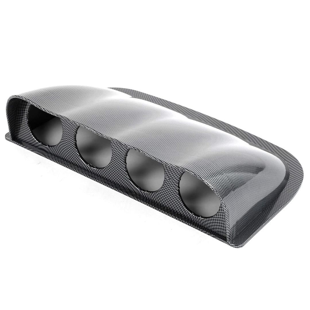 Carbon Fiber Gauge Cluster, Universal 4-Hole Gauge Mount Holder Quadruple Dash Meter Pod Instrument Panel Cover