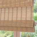Cordless Bamboo Roman Shade, 34" W x 48" H, Natural Caramel Brown