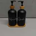 17 oz Hand Soap Dispenser Empty Glass Lotion Pump Bottles, Refillable Liquid Dish Soap Bottles for Bathroom, Kitchen Sink, Black, 2 Pack