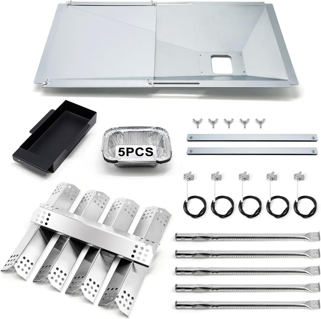 Grill Grease Tray Replacement for Nexgrill 720-0882A Evolution Infrared Plus 5-Burner, Adjustable Drip Pan, Heat Plates Tents, Igniters and Burners Nexgrill Replacement Parts