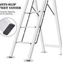 KINGRACK Aluminium 4 Step Ladder, Lightweight Step Stool with Non-Slip Pedals, Handrail, Foldable Step Ladder for Kitchen, Garage, Home, Space Saving, Sturdy and Portable, Silver
