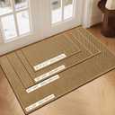 LEKEEPGO Door Mat 24"x36", Non Slip Door Mat Indoor Entrance, Rubber Backing Front Indoor Door mats Washable Absorbent Doormat Low-Profile Entryway Entry Resist Dirt Inside Door Mats, Light Brown