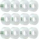 MJUNM Clear Tape Refills Rolls for Dispenser, Transparent Tape, 9 Rolls, 1 inch Core, 3/4 inch x 900 inches