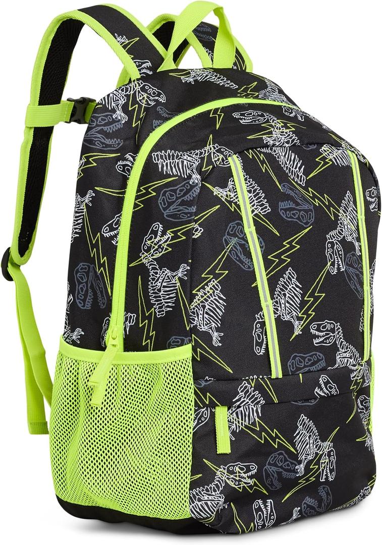 Lands' End Unisex Kids Medium ClassMate Lightweight Durable Elementary School Backpack, Black Highlight (Black)