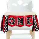 Racing Car High Chair Banner - Racr Car First Highchair Banner 1st Birthday, Fast One Birthday Party Decorations, Checkered Flag Racing Birthday Decorations for First Birthday, Cake Smash, Photo Props
