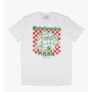 Teenage Mutant Ninja Turtles Men's Distressed Michelangelo's Pizzeria T-Shirt, S