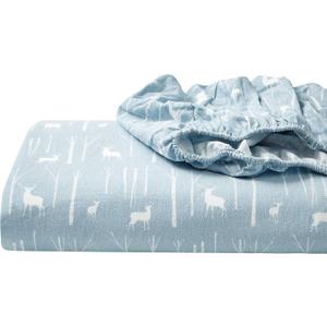 Eddie Bauer - Flannel Sheets King Size, Anti-Pilling & Wrinkle Resistant Cotton, Touchably Soft for All-Season Comfort - Bed Sheets with Matching Pillowcase & Fitted Sheet (Birch Forest Light Blue)