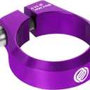 FIFTY-FIFTY Bike Seat Post Clamp, Aluminum Alloy Bicycle Seatpost Collar, 34.9mm Bicycle Seat Tube Clip for Most MTB, Road Bikes (34.9mm, Purple)