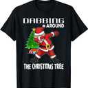 Boys Christmas Shirts Dabbing Around the Christmas Tree T-Shirt