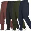 Spooktacular Creations Men Halloween Medieval Renaissance Pants With Pocket, Ankle Banded Pirate Pants, Viking Costume Green Large