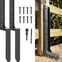 Fence Post Repair Kit - Quick Fix Broken/Leaning 4x4/6x6 Wood Posts Support with One-Piece Steel Anchor & Stakes (Thickened 11-Gauge, 2-Pack)