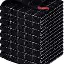 Homaxy 100% Cotton Terry Kitchen Dish Cloths, Ultra Soft and Absorbent Dish Towels for Kitchen, Suitable for Drying and Washing Dishes, 8 Pack, 12 x 12 Inches, Black