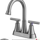 Bathroom Faucets for Sink 3 Hole, Hurran 4 inch Brushed Grey Bathroom Sink Faucet with Pop-up Drain and Supply Hoses, Stainless Steel Lead-Free Centerset Touch On Faucets for Vanity RV