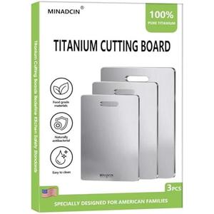 Titanium Cutting Boards For Kitchen, 3Pcs 100% Pure Cut Titanium Cutting Board, Food Grade Quality,Easy To Clean And Will Not Absorb Odors, Suitable For Kitchen Or Outdoor Camping