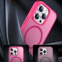 SPIDERCASE for iPhone 14 Pro Case, Magnetic Translucent Matte Case with 2PCS Tempered Glass Screen Protector Slim Phone Case for iPhone 14 Pro 6.1'', Hot Pink