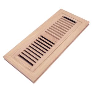 Razo Red Oak Wood Flush Mount Floor Register Vent Cover, 6x14 Inch (Duct Opening), 3/4 Inch Thickness, with Damper, Unfinished