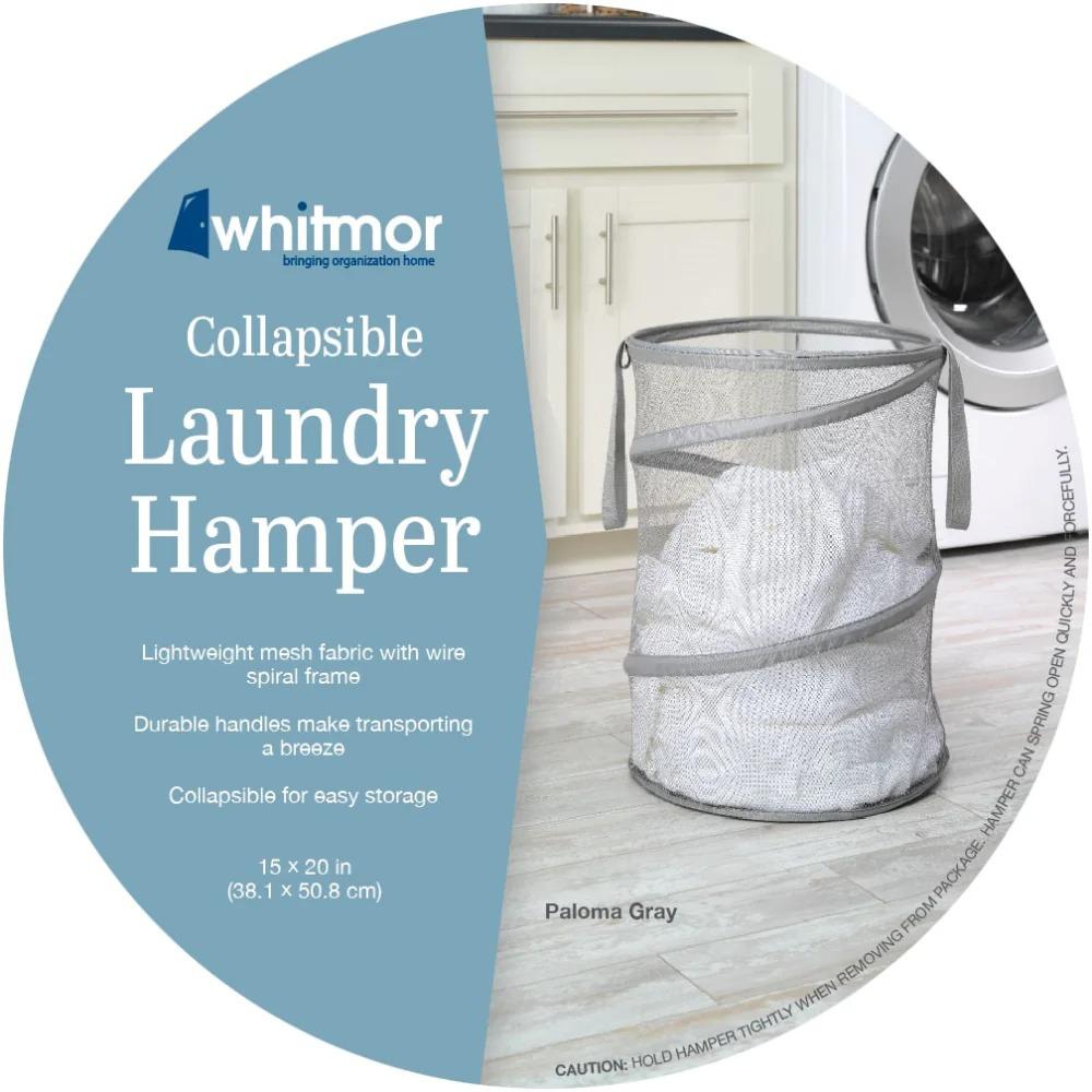 White Collapsible Laundry Hamper 15 x 20 Inch, Torn