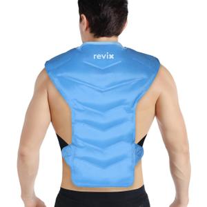 REVIX Large Ice Pack for Shoulder and Back with Straps, Reusable Full Back Ice Pack Wrap Cold Compression Therapy for Discomfort and Fatigue Relief, Post-Workout Recovery (Blue)