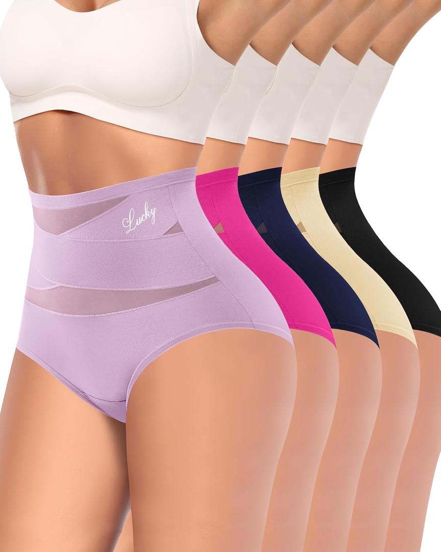 Women's High Waisted Underwear Full Coverage Compression Briefs 4/5 Packs Panties Postpartum Comfortable Large