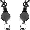DELSWIN Retractable Keychain Heavy Duty - Retractable Key Holder Key Ring with Carabiner, ID Badge Clip Reel with Steel Cord, Clasps for Janitor Office Work, Bearing 8.0 oz (Pack of 2) (Black)