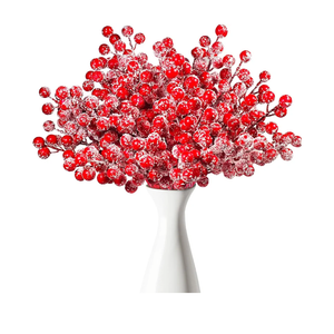50 Pcs Holly Stems, 8.7" Snow Sprays Artificial Red Berry Stems, Holly Berry Picks for Christmas Tree Fillers Decor, Fake Red Berries for DIY Crafts Wreaths Garland Home Party Winter Decor