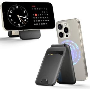 MagSafe Wallet Phone Stand, iPhone Wallet with Adjustable Stand, for iPhone 16/15/14/13/12 Models, 5 Card Holder, ID Holder, Magsafe Accessories (Black)