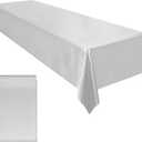 Ruisita Satin Party Tablecloth Table Cover 58 x 102 Inches Wedding Rectangle Bright Silk Tablecloth Table Cover Smooth Fabric Tablecloth Table Decor for Wedding Banquet Table Decoration, Silver