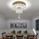HAIXIANG Chandelier Bedroom LED Light Modern Hallway Ceiling Lighting Fixtures for Kitchen Dining Room Kitchen Remote Dimmable Gold Lights, 16 inch