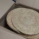 13 Inch Round Woven Placemats Set of 24, Boho Farmhouse Rustic Rattan Wicker Braided Chargers for Dining Table, Water Hyacinth Jute Place Mats for Dinner Plates, Outdoor Patio & Wedding Decor